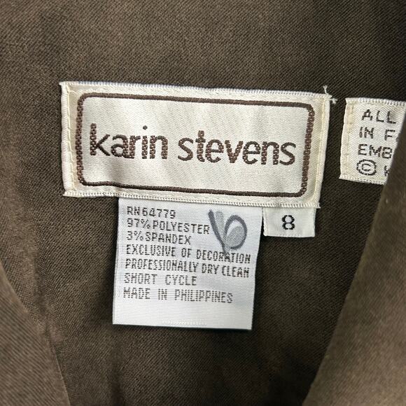 Karin Stevens Vintage 1990's? Blazer Jacket Army Green Zip Up Size 8 - Picture 2 of 10